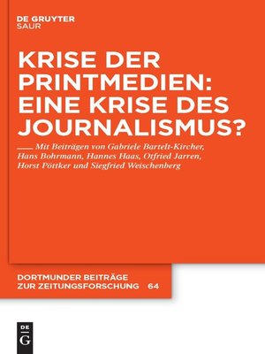 cover image of Krise der Printmedien